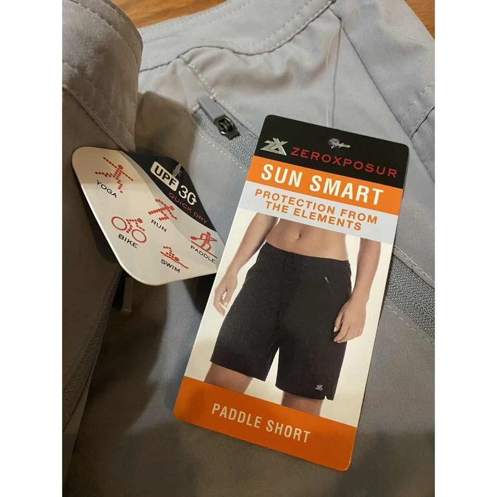 ZEROXPOSUR Mens Sun Smart Paddle Shorts Sz Large Gray Quick Dry UPF 30 NWT $50
